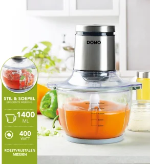DOMO Master Chopper DO9244MC hakmolen 1.4L 400W wit/zilver