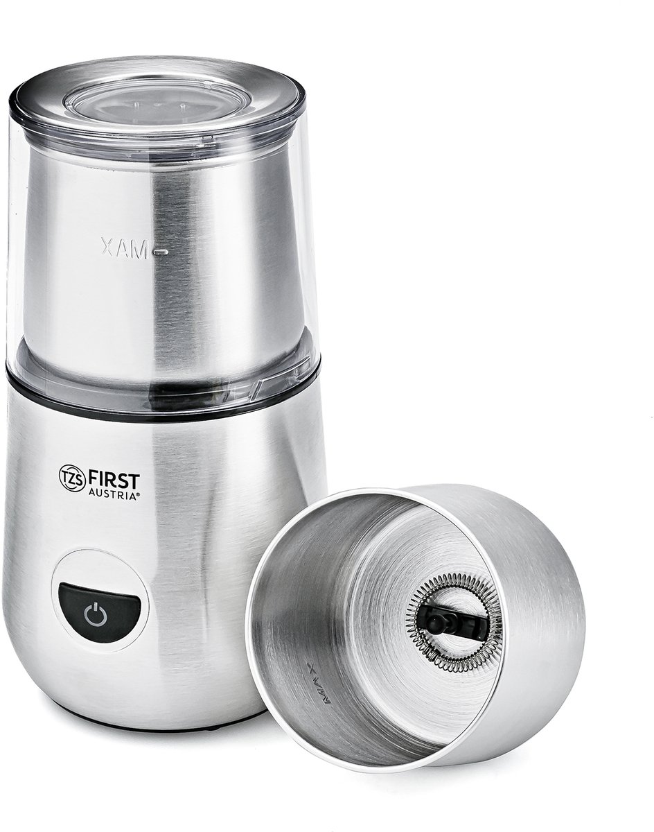 De Elektrische 2-in-1 Koffiemolen en Melkopschuimer 100g/100ml in één oogopslag