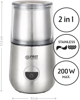 Elektrische 2-in-1 Koffiemolen en Melkopschuimer 100g/100ml