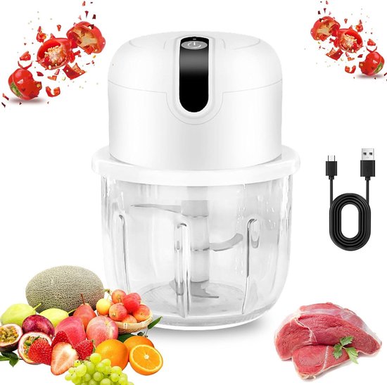 Elektrische hakmolen 250 ml mini-uiensnijder wit USB oplaadbaar review