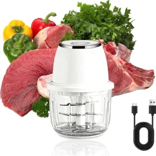 Elektrische mini groentehakker 350 ml wit