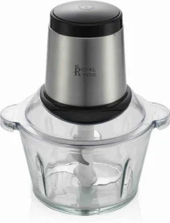 Glazen hakmolen keukenmachine mini zwart zilver