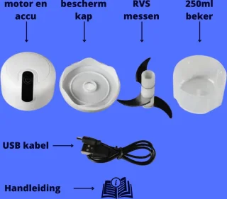 Hakmolen USB Oplaadbaar Mini 250ml Wit