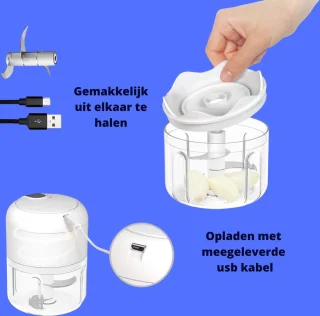 Hakmolen USB Oplaadbaar Mini 250ml Wit