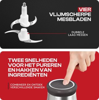 HGMD Elektrische Hakmolen 1,8L RVS Kom 300W