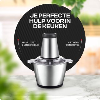 HGMD Elektrische Hakmolen 1,8L RVS Kom 300W