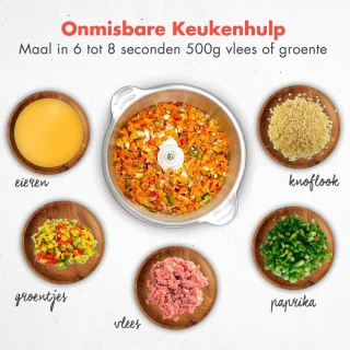 KitchenBrothers Hakmolen Elektrisch 300W 1,8L RVS Kom