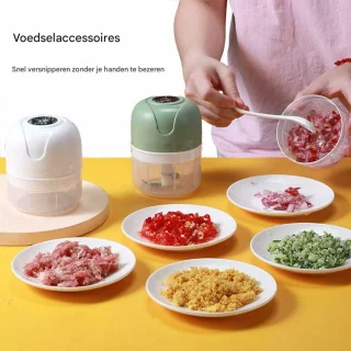 Mini Elektrische Knoflookhakker 250ml - Blauwgroen