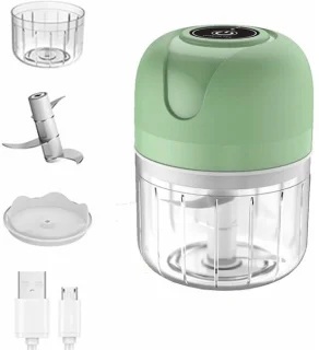 Mini Elektrische Knoflookhakker 250ml - Blauwgroen