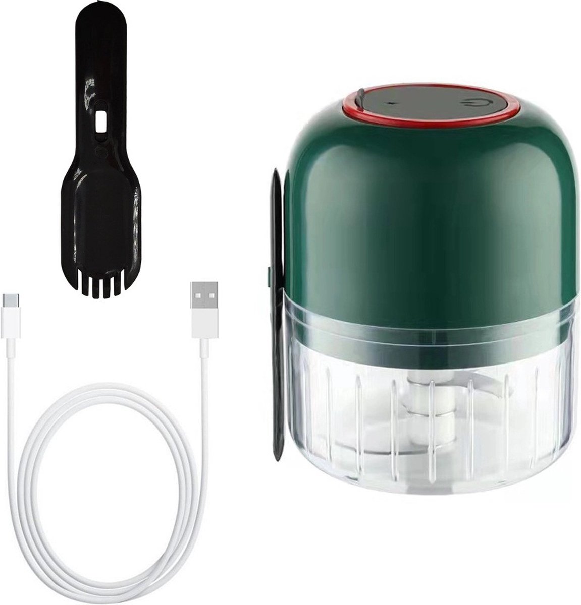 Wat vinden we goed aan de Mini Hakmolen Oplaadbaar 250ml Wit - Groentesnijder Groen