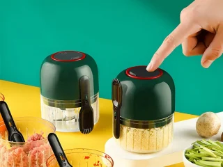 Mini Hakmolen Oplaadbaar 250ml Wit - Groentesnijder Groen
