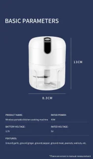 Mini Keukenmachine USB Oplaadbaar 250ml Wit