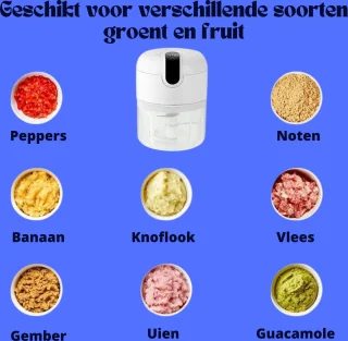 Mini USB Hakmolen Foodprocessor 250 ml RVS Messen