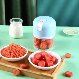 Mini USB Hakmolen Foodprocessor Chopper RVS Messen 250 ml Lichtblauw