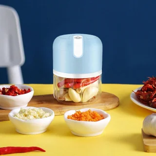 Mini USB Hakmolen Foodprocessor Chopper RVS Messen 250 ml Lichtblauw