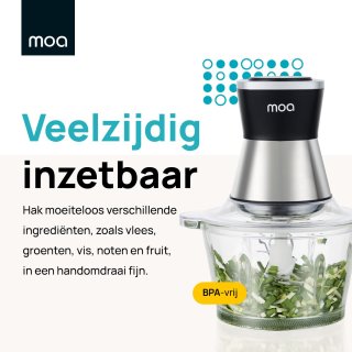 MOA Hakmolen Elektrisch Food Chopper XL 350W 2L RVS