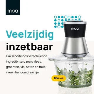 MOA Hakmolen Elektrisch Food Chopper XL 350W 2L RVS