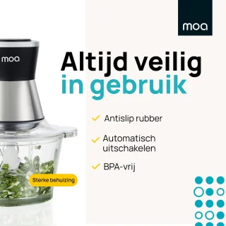 MOA Hakmolen Elektrisch Food Chopper XL 350W 2L RVS