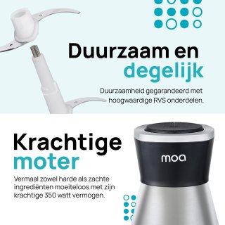 MOA Hakmolen Elektrisch Food Chopper XL 350W 2L RVS