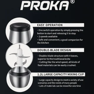 PROKA Food Chopper – Elektrische Hakmolen