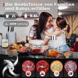 RFWR® Elektrische Hakmolen Mini-Chopper 0,6/2L