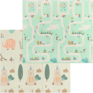 Schuimmat babyspeelmat dubbelzijdig Groen/Beige