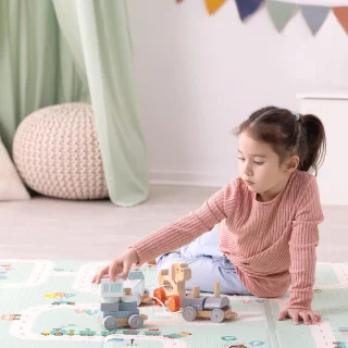 Schuimmat babyspeelmat dubbelzijdig Groen/Beige
