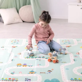 Schuimmat babyspeelmat dubbelzijdig Groen/Beige