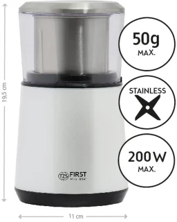 TZS First Austria Elektrische Kaffeemühle 2in1 65 ml Weiß