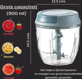 Uniquez Groenten- en Fruithakselaar 900ml Handtrek