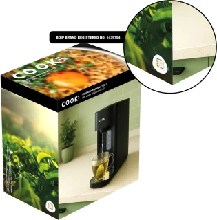 COOK-IT Heetwaterdispenser - 1.5L Instant Waterkoker - 100°C - 250ml per druk - 2200W - BPA-vrij - Heetwatertap - Zwart