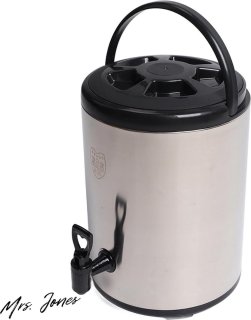 De Mrs. Jones 8 L Roestvrij Staal Geïsoleerde Drankautomaat Thermische Dispenser voor Warme Dranken - Thee Koffie Koude Melk Sap . in één oogopslag