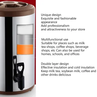 Mrs. Jones 8 L Roestvrij Staal Geïsoleerde Drankautomaat Thermische Dispenser voor Warme Dranken - Thee Koffie Koude Melk Sap .