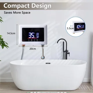 Elektronische mini boiler 5500 W met touchscreen en LED-display voor direct heet water