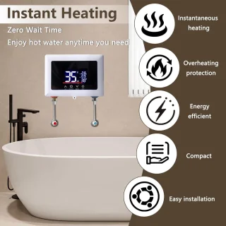 Elektronische mini boiler 5500 W met touchscreen en LED-display voor direct heet water