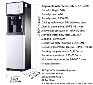 Viertraps Filtratiewaterkoeler - Vrijstaande Waterdispenser voor Warm en Koud Water