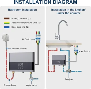 Elektronische Doorstroomboiler 6000W voor Wandmontage met LED Temperatuurweergave – Instant Warm Water voor Keuken en Badkamer
