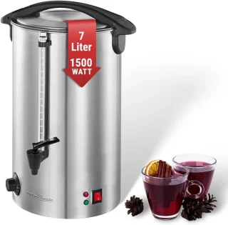Warme dranken maker met 7 liter tankinhoud | Glühwein, thee en koffie machine | Hoogwaardige roestvrijstalen behuizing | Perfect voor grote bijeenkomsten