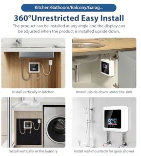 Elektronische Doorstroomboiler 7500W - Tankloze Mini-Boiler voor Keuken en Badkamer - LED Temperatuurweergave