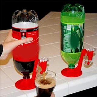 Upside Down Water Dispenser Hand Pressure Beverage Switch Water Dispenser Portable Switch Drinkers Handshake Water Bottle Upside Down Water Drinking Fountain Dispenser (Red)