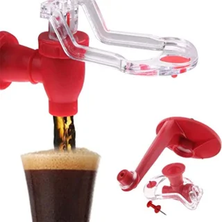 Upside Down Water Dispenser Hand Pressure Beverage Switch Water Dispenser Portable Switch Drinkers Handshake Water Bottle Upside Down Water Drinking Fountain Dispenser (Red)