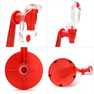 Upside Down Water Dispenser Hand Pressure Beverage Switch Water Dispenser Portable Switch Drinkers Handshake Water Bottle Upside Down Water Drinking Fountain Dispenser (Red)