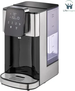 LifeStages - Warmwaterdispenser - Turbo Heet Water Dispenser - Heet Water In Enkele Seconden 40-100°C - 2600 Watt - Extra Groot Waterreservoir Van 4 Liter - Directe Keuzeknop Voor Babyvoeding 37°C - Energiebesparend - HW 1660 - Zwart