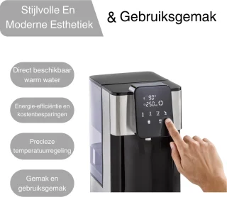 LifeStages - Warmwaterdispenser - Turbo Heet Water Dispenser - Heet Water In Enkele Seconden 40-100°C - 2600 Watt - Extra Groot Waterreservoir Van 4 Liter - Directe Keuzeknop Voor Babyvoeding 37°C - Energiebesparend - HW 1660 - Zwart
