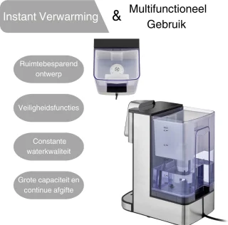 LifeStages - Warmwaterdispenser - Turbo Heet Water Dispenser - Heet Water In Enkele Seconden 40-100°C - 2600 Watt - Extra Groot Waterreservoir Van 4 Liter - Directe Keuzeknop Voor Babyvoeding 37°C - Energiebesparend - HW 1660 - Zwart