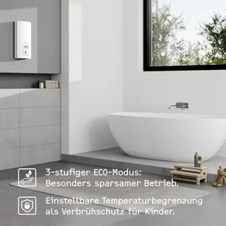 Elektronisch geregelde doorstroomverwarmer met LCD-display en energiezuinige technologie