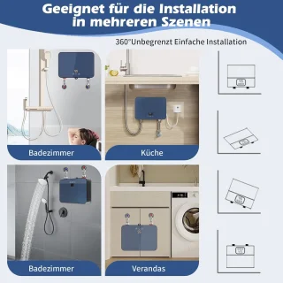 Elektrische Doorstroomboiler 6000W met LED Temperatuurweergave - Compacte Instant Boiler voor Keuken en Badkamer
