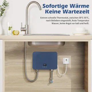 Elektrische Doorstroomboiler 6000W met LED Temperatuurweergave - Compacte Instant Boiler voor Keuken en Badkamer