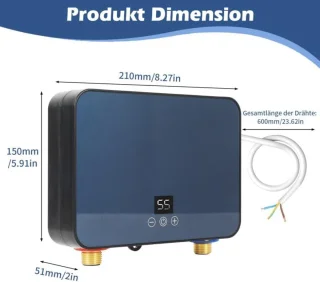 Elektrische Doorstroomboiler 6000W met LED Temperatuurweergave - Compacte Instant Boiler voor Keuken en Badkamer
