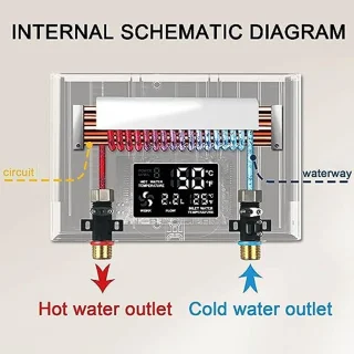 Elektronische Doorstroomboiler 6000 W met Afstandsbediening - Digitale Weergave voor Keuken en Badkamer